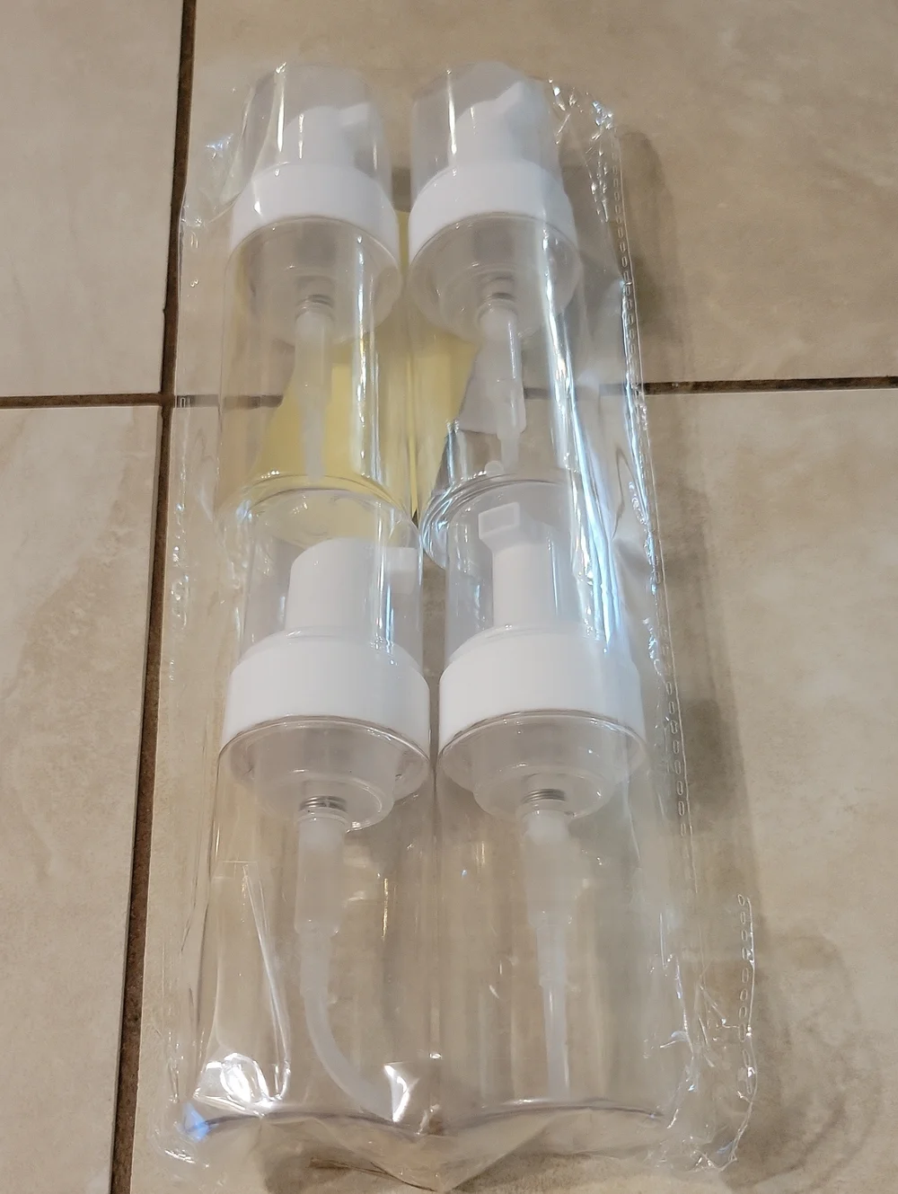Clear Plastic Refill Travel Pump Bottles With Caps & Sticker Labels 4 Pack
